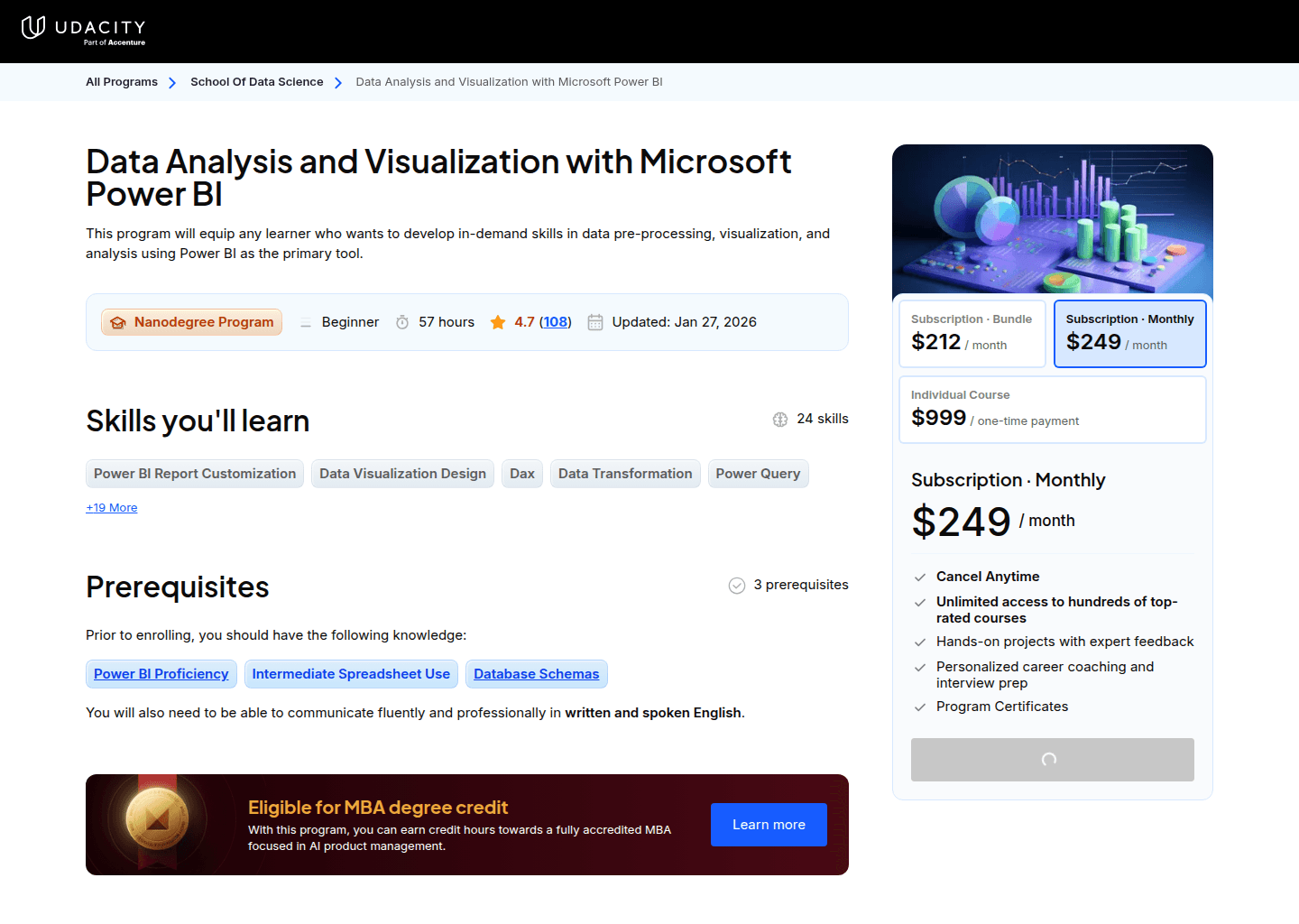 Website preview for Data Analysis and Visualization with Power BI
