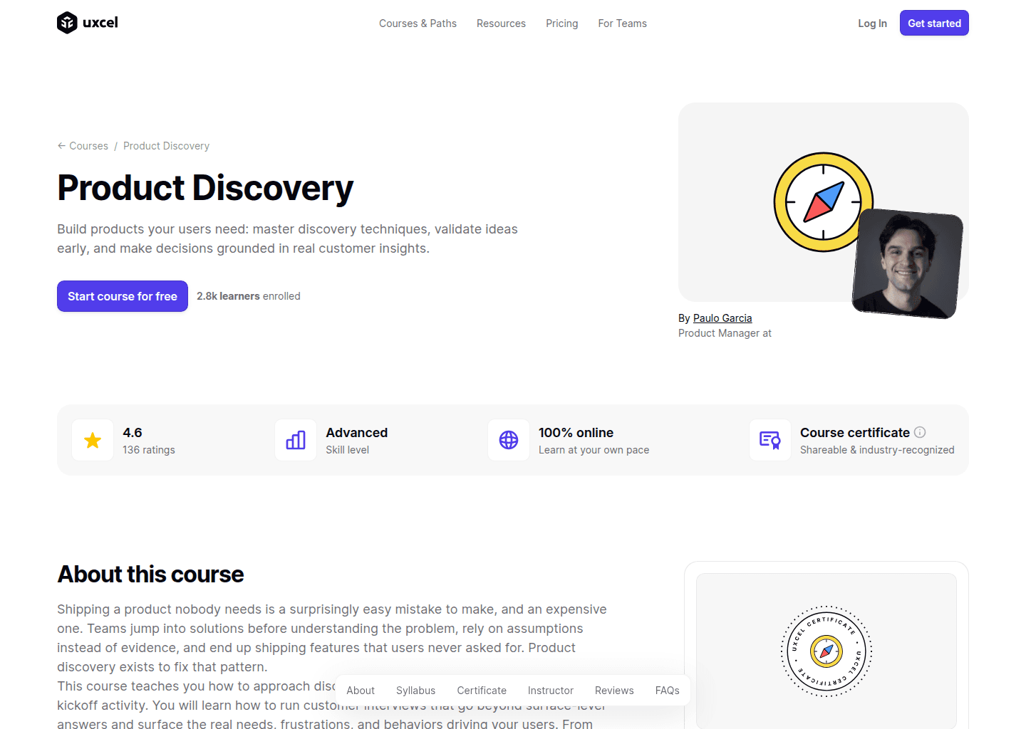 Website preview for Product Discovery Fundamentals